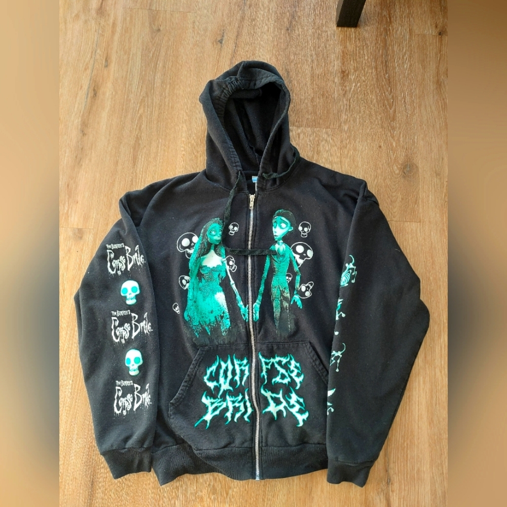 Tim Burton Corpse Bride Official Zip Up Hoodie Womens L